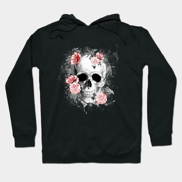 Tribe skull art design with roses Hoodie by Collagedream